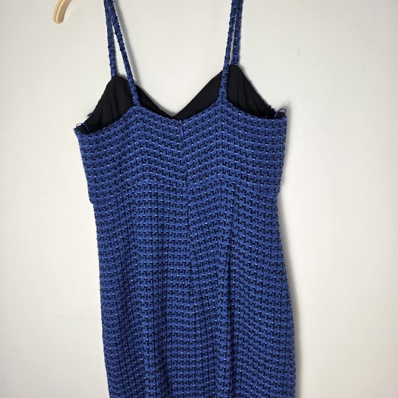 NWT Zara Blue Tweed Textured Mini Dress - Picture 12 of 13
